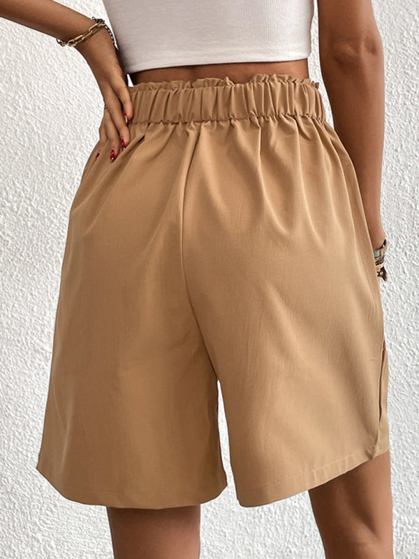 Pleated Shorts- Women's Loose Fit Pleated Shorts with Pockets- - Chuzko Women Clothing