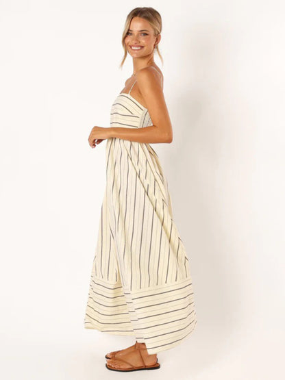 Maxi Dresses- Summer Stripes Sleeveless Empire Cami Maxi Dress- Chuzko Women Clothing