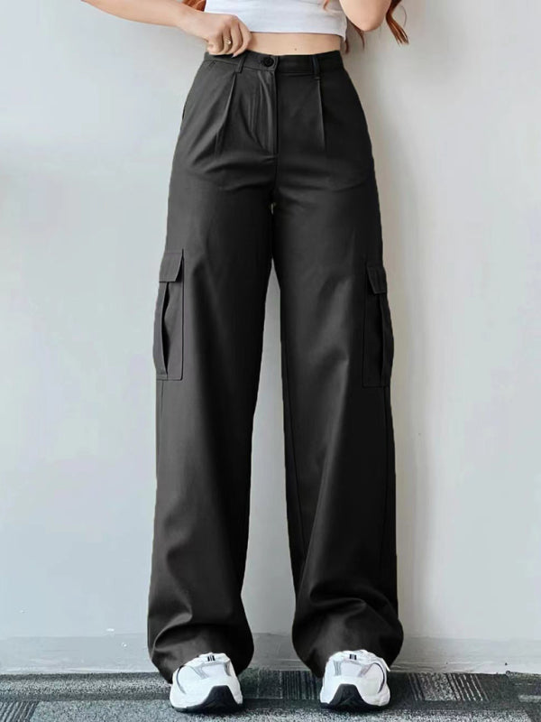 Solid Cotton Cargo Pants for Women's Essentials