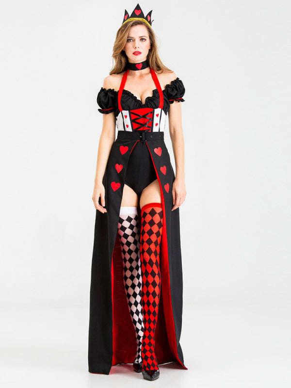 Alice in Wonderland Red Queen Costume - Halloween Royal Heart Queen Halloween Costumes - Chuzko Women Clothing