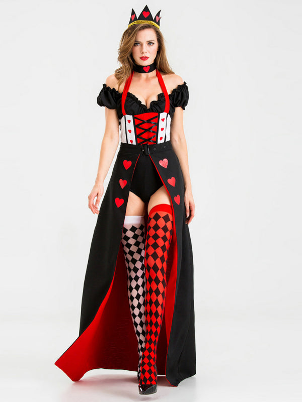 Alice in Wonderland Red Queen Costume - Halloween Royal Heart Queen Halloween Costumes - Chuzko Women Clothing