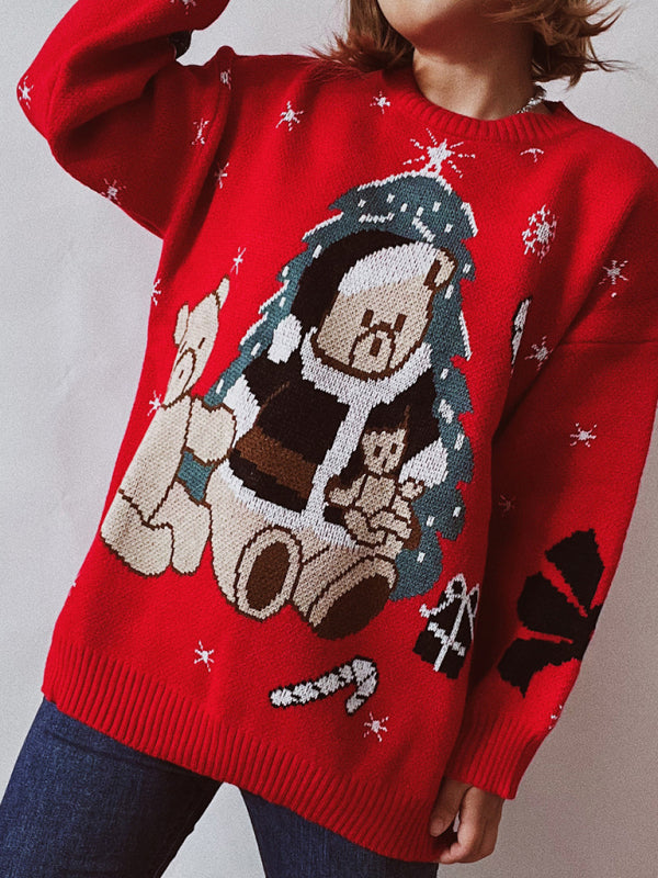 Xmas Chunky Knitted Thanksgiving Cozy Bear Sweater Christmas Sweaters - Chuzko Women Clothing
