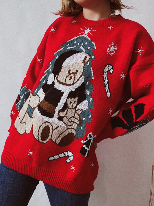 Xmas Chunky Knitted Thanksgiving Cozy Bear Sweater Christmas Sweaters - Chuzko Women Clothing