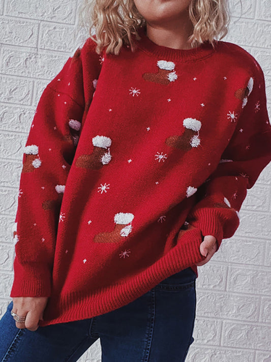 Xmas Santa Chunky Knitted Thanksgiving Snowflakes Cozy Sweater Christmas Sweaters - Chuzko Women Clothing