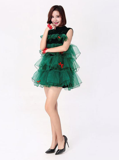 Be a Christmas Tree in this Tulle Costume Set Costumes - Chuzko Women Clothing
