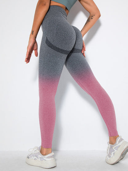 Ombre Seamless Peach Butt Lifting Yoga Pants Yoga Pants - Chuzko Women Clothing