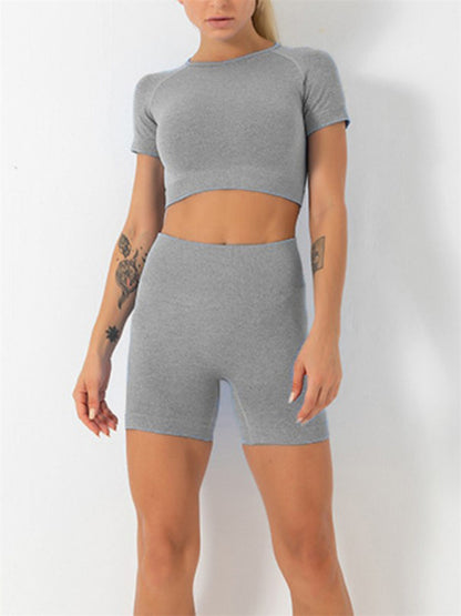Sculpt Your Body with our Seamless Butt Lifting Shorts + Crop Top Set Activewear - Chuzko Women Clothing