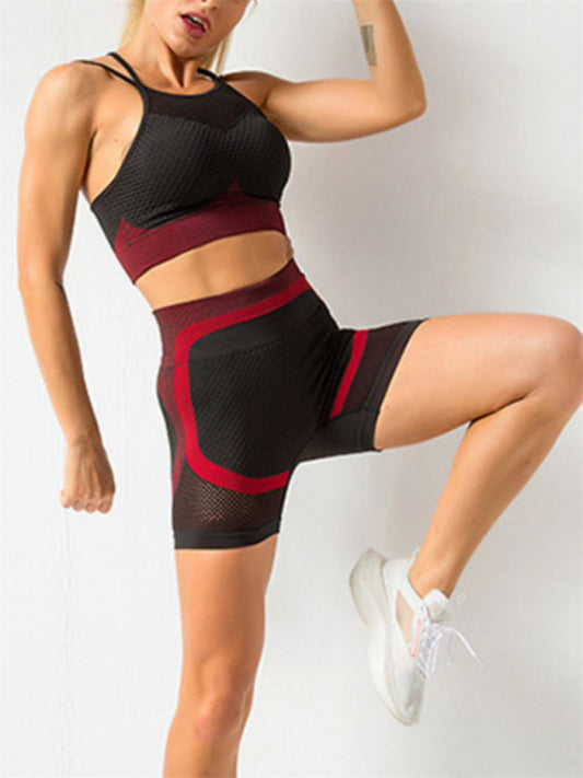 Seamless Butt Lifting Shorts and Active Cami Crop Top Activewear Set Activewear - Chuzko Women Clothing