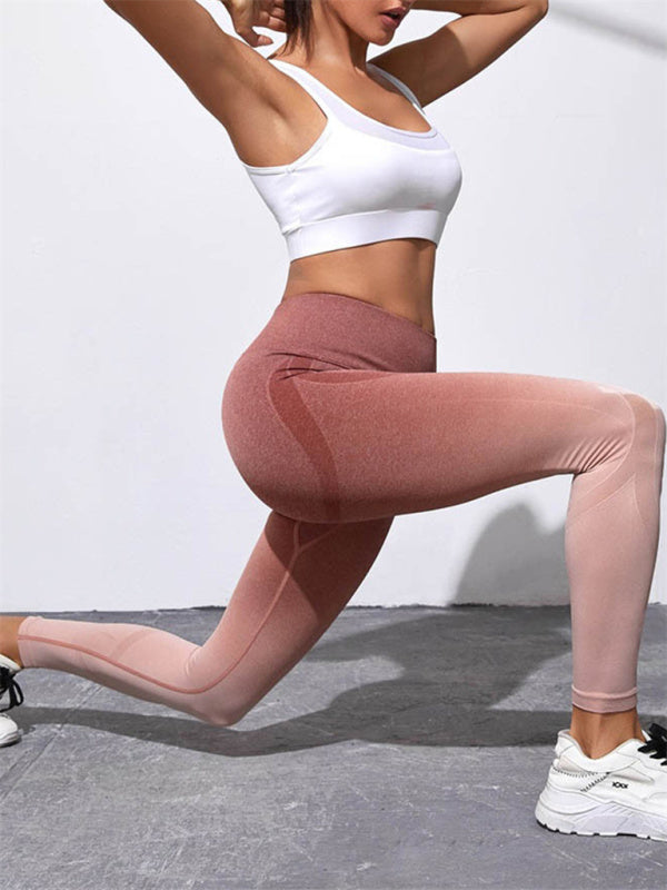 Gradient Seamless High Waist Butt Lifting Yoga Pants Sporty Pants - Chuzko Women Clothing