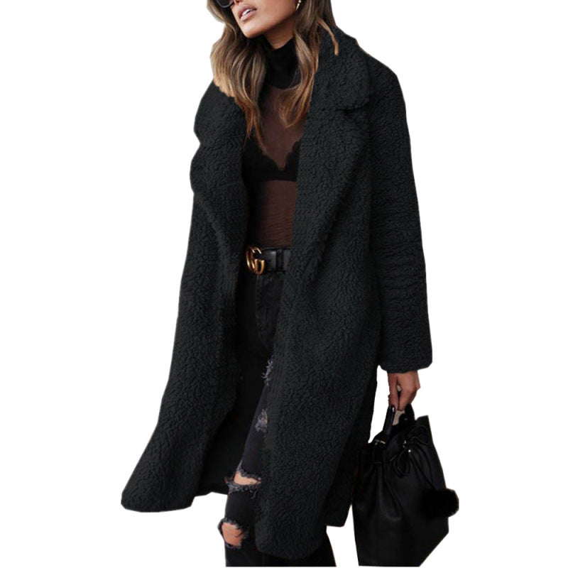 Weekend Essential Autumn/Winter Teddy Plush Collared Coat Cozy Coat - Chuzko Women Clothing