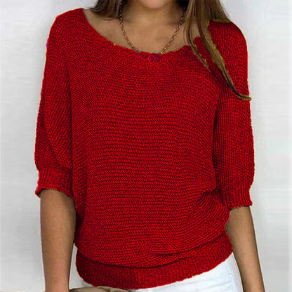Cozy Season Essential Round Neck Dolman Sleeve Sweater Sweaters - Chuzko Women Clothing