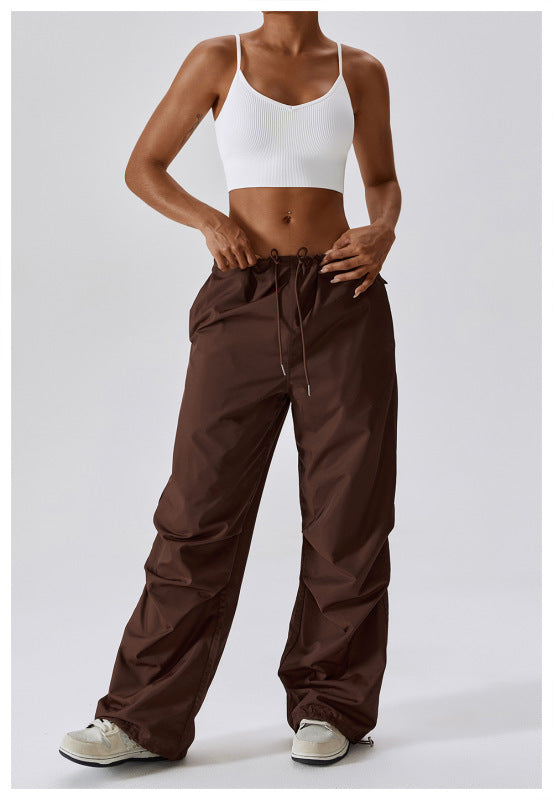 Solid Parachute Cargo Trousers - Pants Trousers - Chuzko Women Clothing